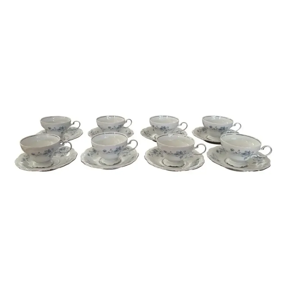 Johann Haviland Bavaria Germany , Blue Garland Footed Coffee , Tea Cup ( 8pcs )